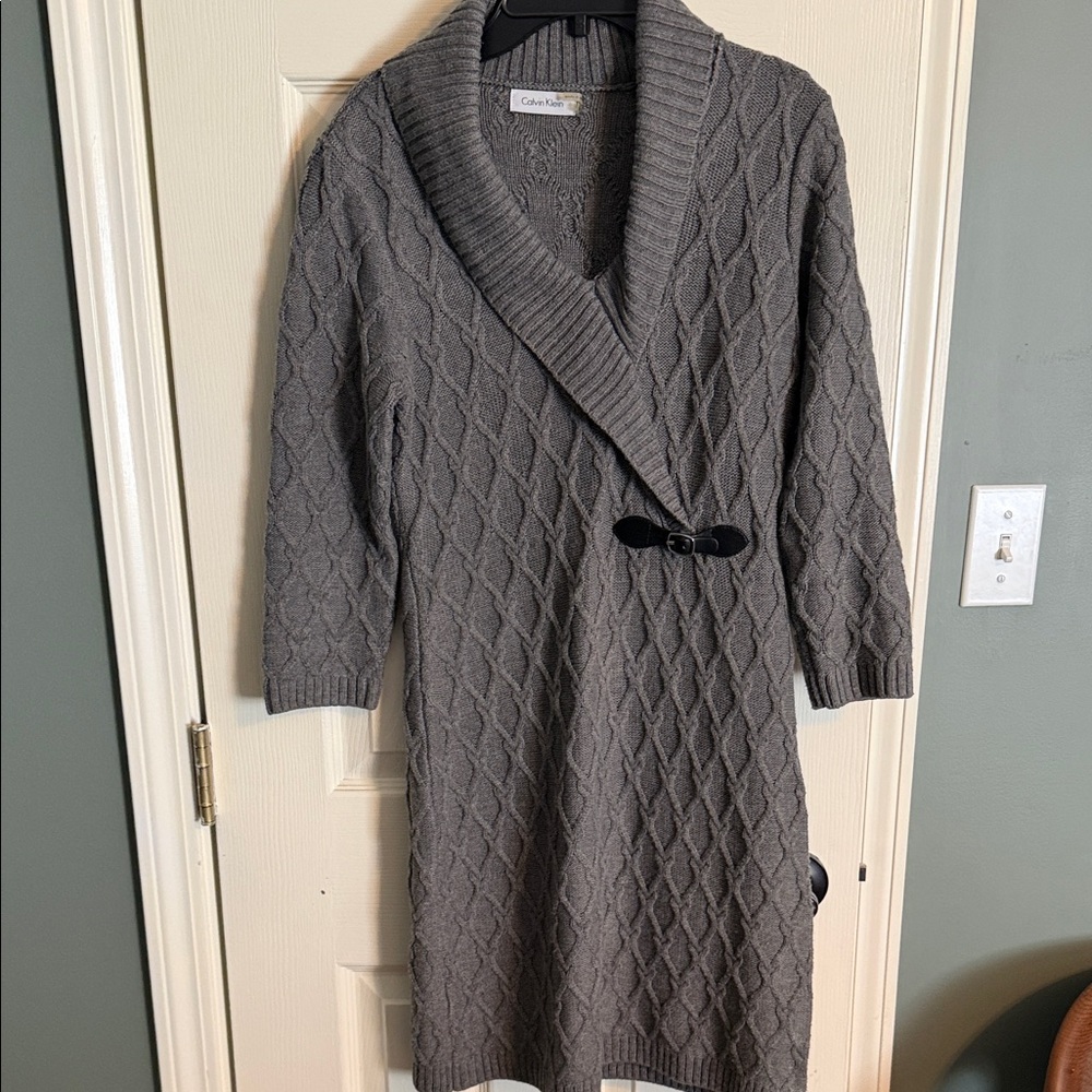 Calvin Klein Charcoal Knit Sweater Dress